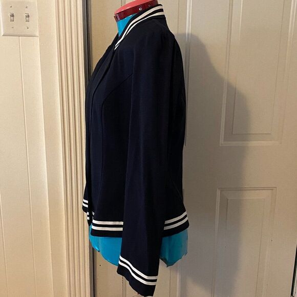 NWT JBS LTD Navy V-Neck Long Sleeve Blazer Women Size 10 - Picture 5 of 7